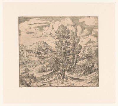 Landscape with Two Riders and a Carriage by Anonymous