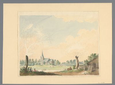 Landscape with View over Meadow to a Church by Anonymous