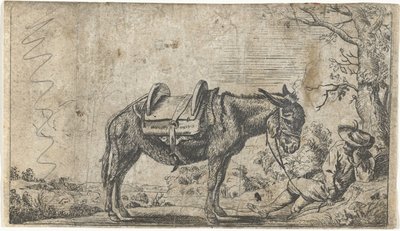 Man with Donkey by Anonymous