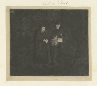 Man with Lantern Leading an Old or Blind Man through the Night by Anonymous