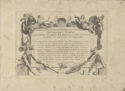 Ornamental cartouche with dedication to the painter Francesco Crescenzi by Anonymous