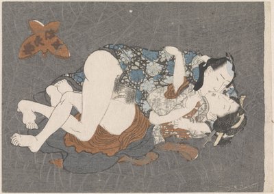 Couple in Intimate Embrace (Raiko and the Earth Spider) by Anonymous