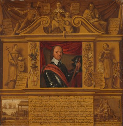 Portrait of Oliver Cromwell, in a Frame with Allegorical Figures and Historical Representations by Anonymous