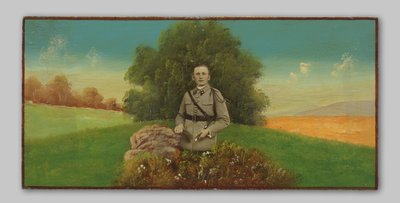 Portrait of an Unknown Soldier in a Painted Landscape by Anonymous