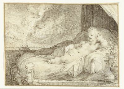 Putto Lying on a Bench by Anonymous