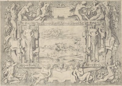 River Landscape in Ornamental Frame by Anonymous