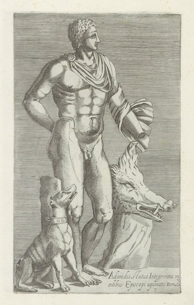 Sculpture of Adonis with Hunting Dog and Boar
