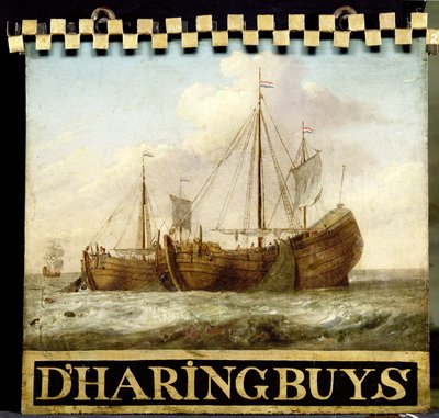 Sign, Both Sides Painted with Herring Boats by Anonymous
