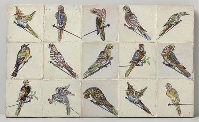 Tile Panel with Birds Perched on Nails by Anonymous