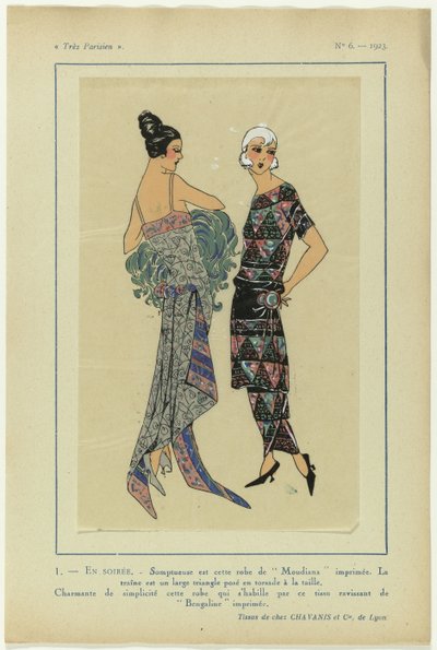 Very Parisian, 1923, No 6: 1 - IN THE EVENING. - Sumptuous is this dress... by Anonymous