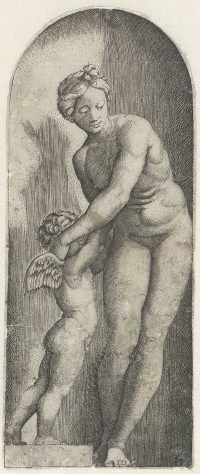 Venus and Amor Standing in Niche by Anonymous