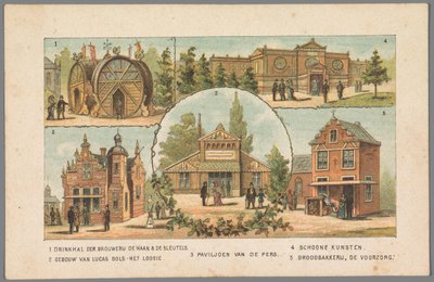Five Pavilions at the World Exhibition in Amsterdam, 1883 by Anonymous