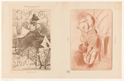Woman Taking Prints from a Stand and a Sleeping Woman by Anonymous