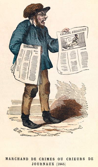 A Crier of Newspapers in 1845, Engraving - Newspaper Seller at Paris by Anonymous Anonymous