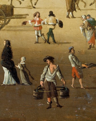 A Water Carrier Lifting Two Buckets on the Pont Neuf in Paris in the 17th Century (Detail) by Anonymous Anonymous