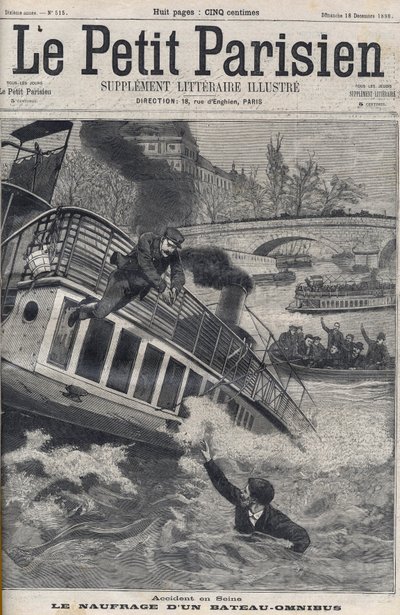 Accident in the Seine in Paris - The sinking of an Omnibus boat (Le Petit Parisien, 18/12/1898) by Anonymous Anonymous