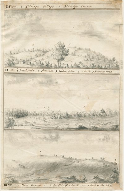 Aldridge Panoramic View: Sepia Drawing by Anonymous Anonymous