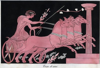 Ancient Greece - A Chariot Race - Engraving from 