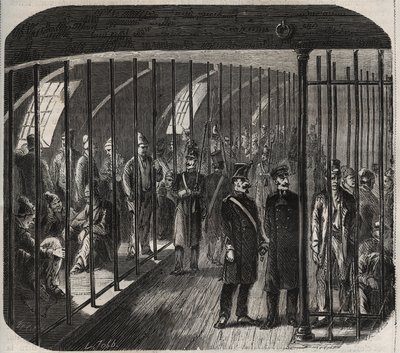 Arrival of the forces on board during the convoy from Toulon to Cayenne (Guyana) pursuant to the Decret of 8 December 1851. Engraving in 