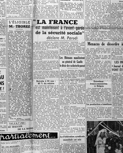 Article on social security: "France is now at the forefront of social security says Mr Parodi" 1945 by Anonymous Anonymous
