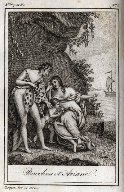 Bacchus and Ariadne. Engraving from 1819 in 