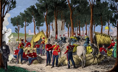 Camping of Russian and English troops at Champs Elysees in Paris in July 1815 after the defeat of Napoleon I by Anonymous Anonymous