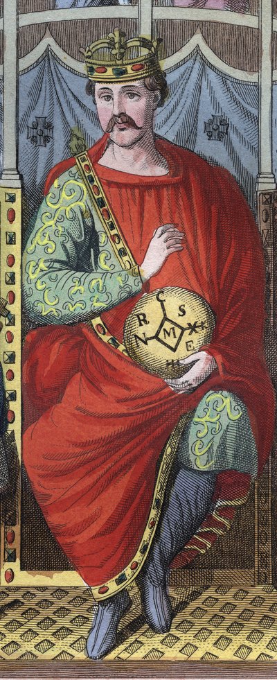 Portrait of Charles II the Bald, King of France - engraving from 