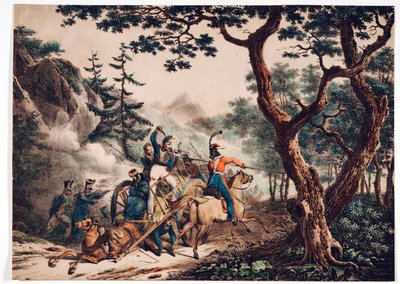 Cossacks Attacking French Soldiers in a Forest by Anonymous Anonymous
