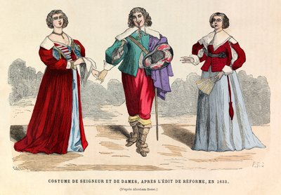 Costumes of Lords and Ladies after the Reform Edict in Paris in 1633 - Private Collection by Anonymous Anonymous