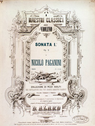 Cover of musical score of Sonata 1, op 2 by N Paganini by Anonymous Anonymous