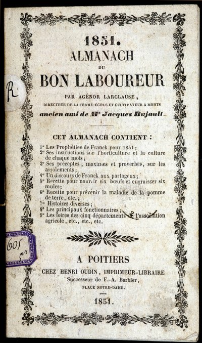 Cover of the Almanach du Bon Ploureur, by Agenor Larclause, Poitiers by Anonymous Anonymous