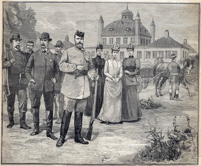 Departed for Hunting Tsar Nicholas II of Russia (1868-1918) in Fredensborg, Denmark. Engraving in Le Petit Parisien 1893 by Anonymous Anonymous