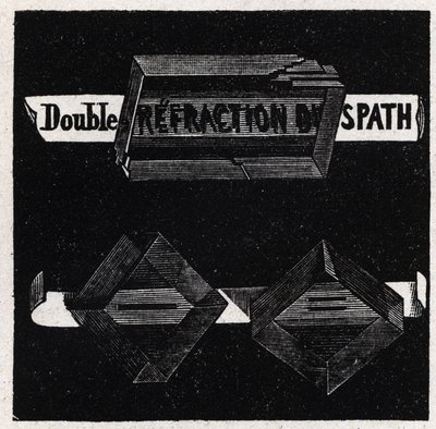 Double refraction of the spath. Anonymous illustration from 1925. Private collection. by Anonymous Anonymous