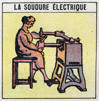 Electrical tools: electric welding. Anonymous illustration of 1925. Private collection. by Anonymous Anonymous