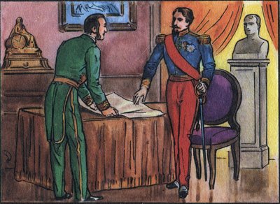 Emperor Napoleon III (1808-1873) with Baron Georges Haussmann (1809-1891). Anonymous illustration in 