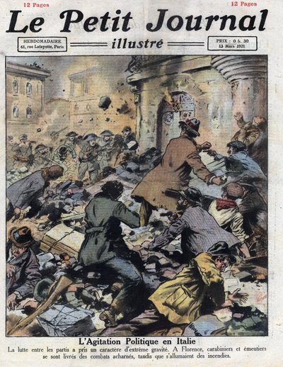 Riots in Florence between communists and fascists on 27 February. Intervention of carabinieri. Illustration taken from 