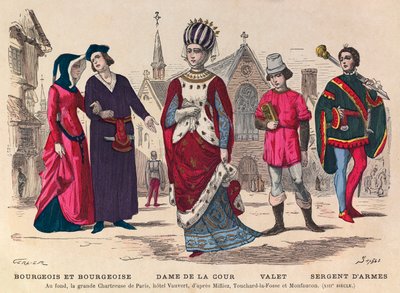 Court Costumes in France During the 13th Century - Private Collection by Anonymous Anonymous