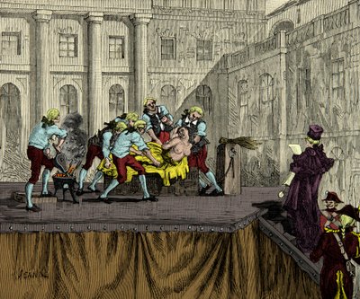 Executioner Samson marks Jeanne de Valois Saint Remy following her conviction in the Queen