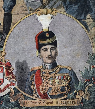 First World War 1914-1918: Portrait of the Prince Regent of Serbia Alexander, who became King Alexander I of Yugoslavia or Alexander II of Serbia (1888-1934). Engraving in Le Petite Journal by Anonymous Anonymous