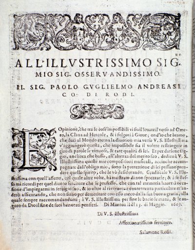 First page of Primo libro di sinfonie e gagliarde, by Salomone Rossi by Anonymous Anonymous