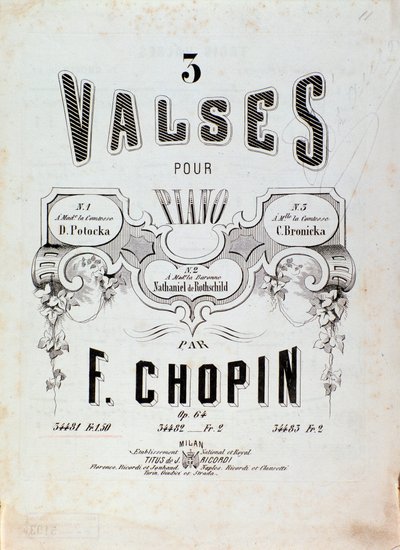Frontispiece of the score for 3 Waltzes for Piano by Frederic Chopin (1810-1849) by Anonymous Anonymous