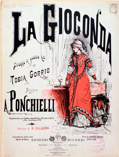 Frontispiece of La gioconda, opera by Ponchielli by Anonymous Anonymous