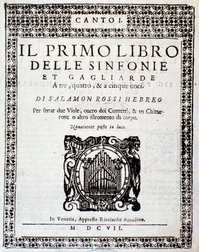 Frontispiece of Primo libro di sinfonie e gagliarde by Salomone Rossi by Anonymous Anonymous