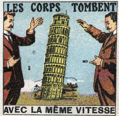 Gravity: Bodies Fall with the Same Speed. Use of the Tower of Pisa to Illustrate the Laws of Falling Bodies. Anonymous Illustration from 1925. Private Collection. by Anonymous Anonymous