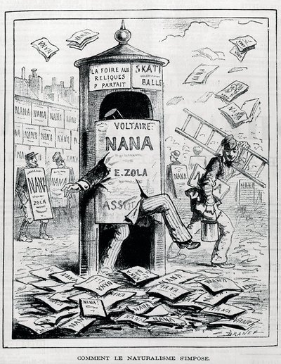 How naturalism is imposed: satirical drawing on the naturalist novel about the book 