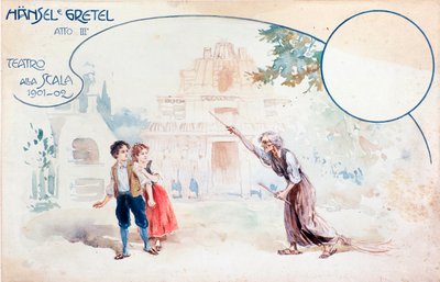 Illustration of Hansel und Gretel opera by Humperdinck, during the performance at the Teatro alla Scala by Anonymous Anonymous