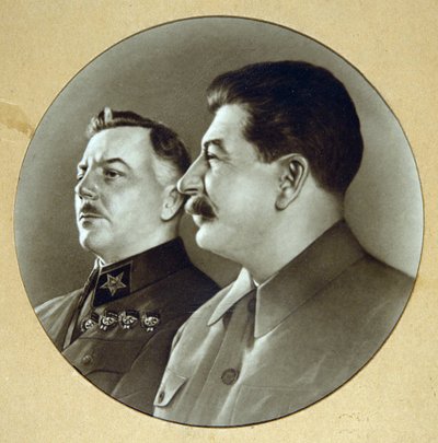 Josef Stalin and Kliment Vorosholov by Anonymous Anonymous