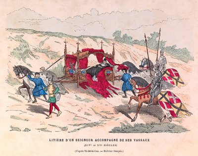Litter of a Nobleman Accompanied by His Vassals 15th Century by Anonymous Anonymous
