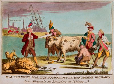 Mal wants him wrong, said the good man Richard. Cartoon against England. 1780 by Anonymous Anonymous