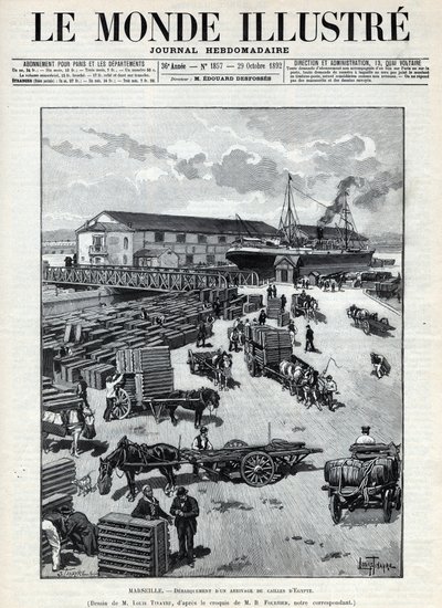Maritime trade: arrival of quail from Egypt in the port of Marseille. Engraving in 